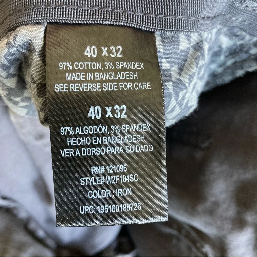 WP Weatherproof Cargo Hiking Pants Gray 40x32 Cotton Spandex Velcro Pockets